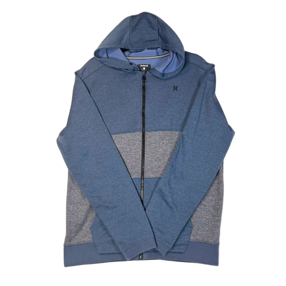 Hurley Men's Dri-Fit Dispersed Blocked Full-Zip Hoodie Blue/Gray Size Large EUC